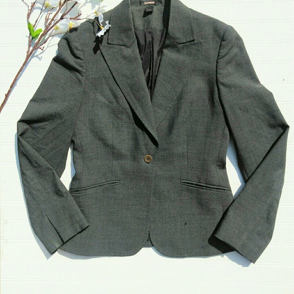 Express Jackets & Blazers - Express wool charcoal single button blazer